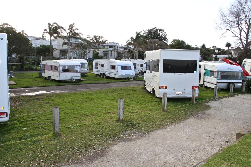 Several of the caravans are semi-permanent - 90% of the camping ground space would have been retained under the compromise proposal - Takapuna Tourist Court - July 2016 © Richard Gladwell www.photosport.co.nz
